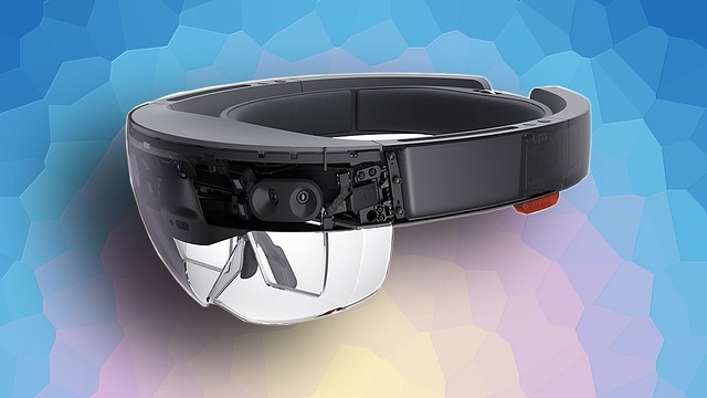 A picture of the Microsoft Hololens augmented reality headset.