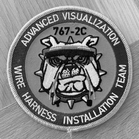 A picture of the flight jacket patch I recieved. Boeing employees typically get these patches as recognition for working on innovative, impactful projects.